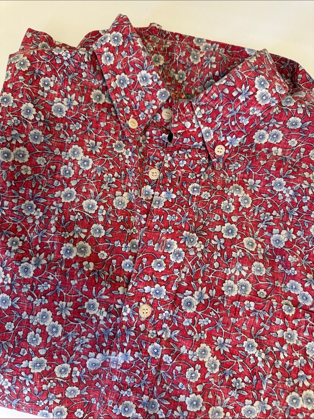reyn spooner Red Floral Button-Down Shirt with Blue Accents